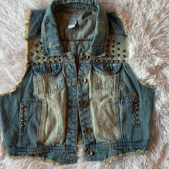 Kiss & Cry Studded Goth Denim Vest - Picture 3 of 16